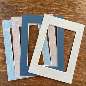 Picture Frame Mat 5x7 for 3.5x5” photo Blues & Beiges SET OF 4